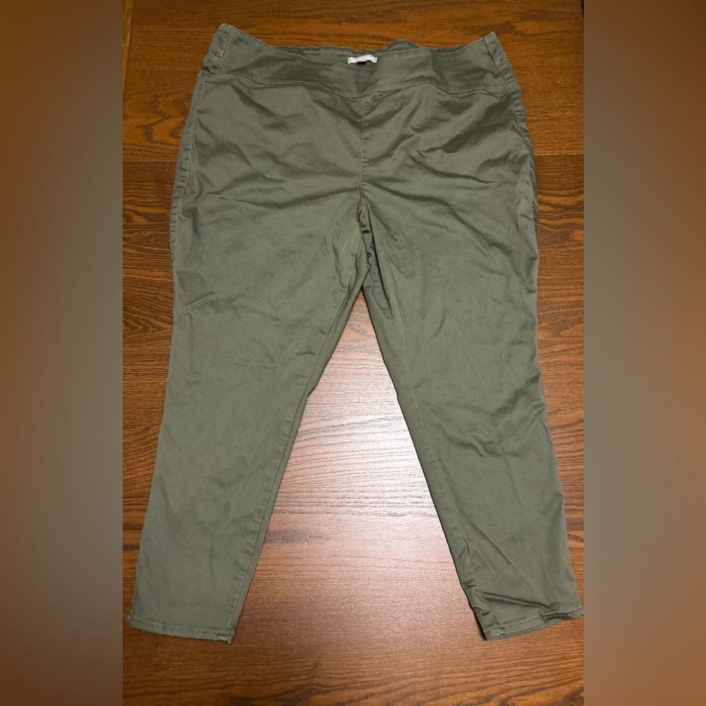 Women Within pull on pants stretch green size 28W